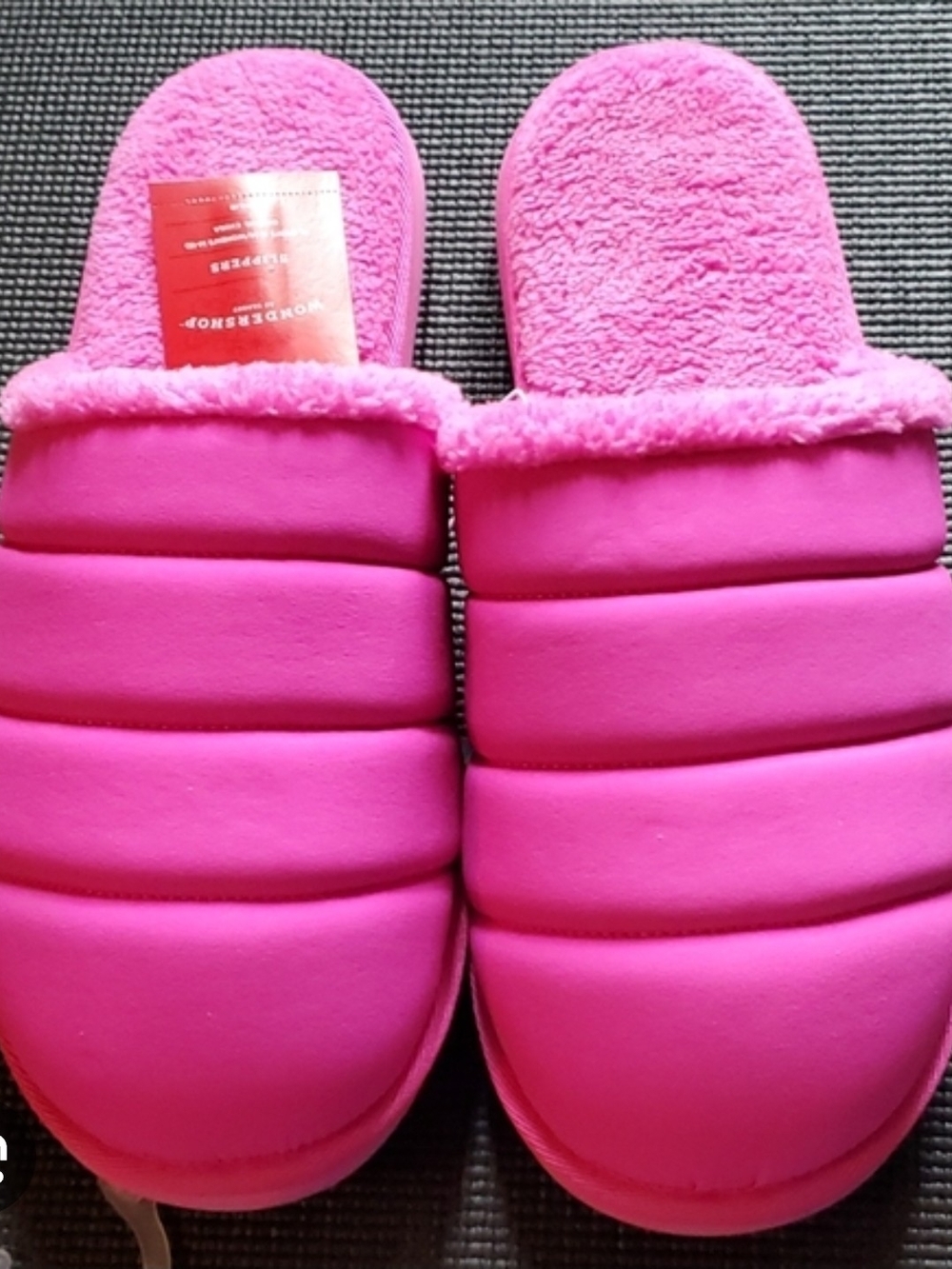 Wondershop Hot Pink Quilted Faux-Fur Slip-On Slippers